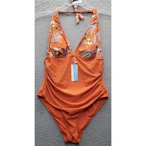 Cupshe Swimsuit Large‎ Womens Multi Tropical One Piece Stretch Tummy Control